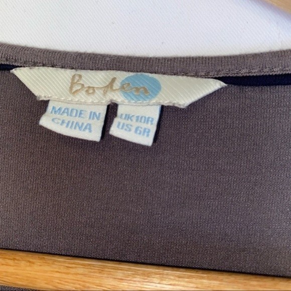 Boden Faye Jersey Knit Stretch Peasant Crochet 3/4 Length Sleeved Dress Size 6 - Picture 5 of 8